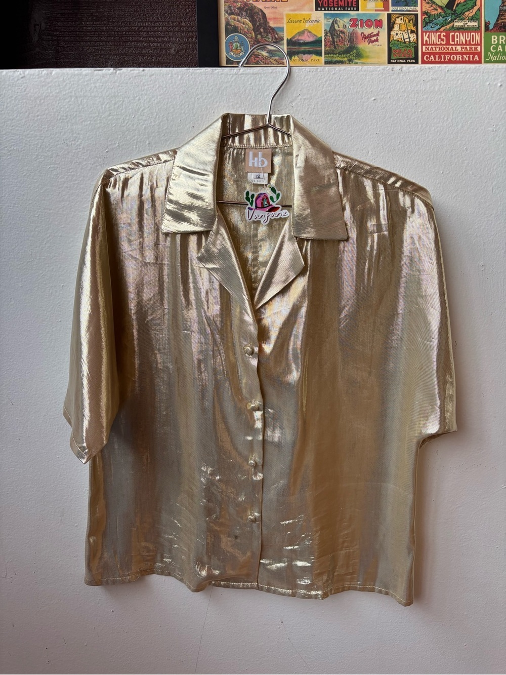 HB Metallic Gold Button-Down Shirt